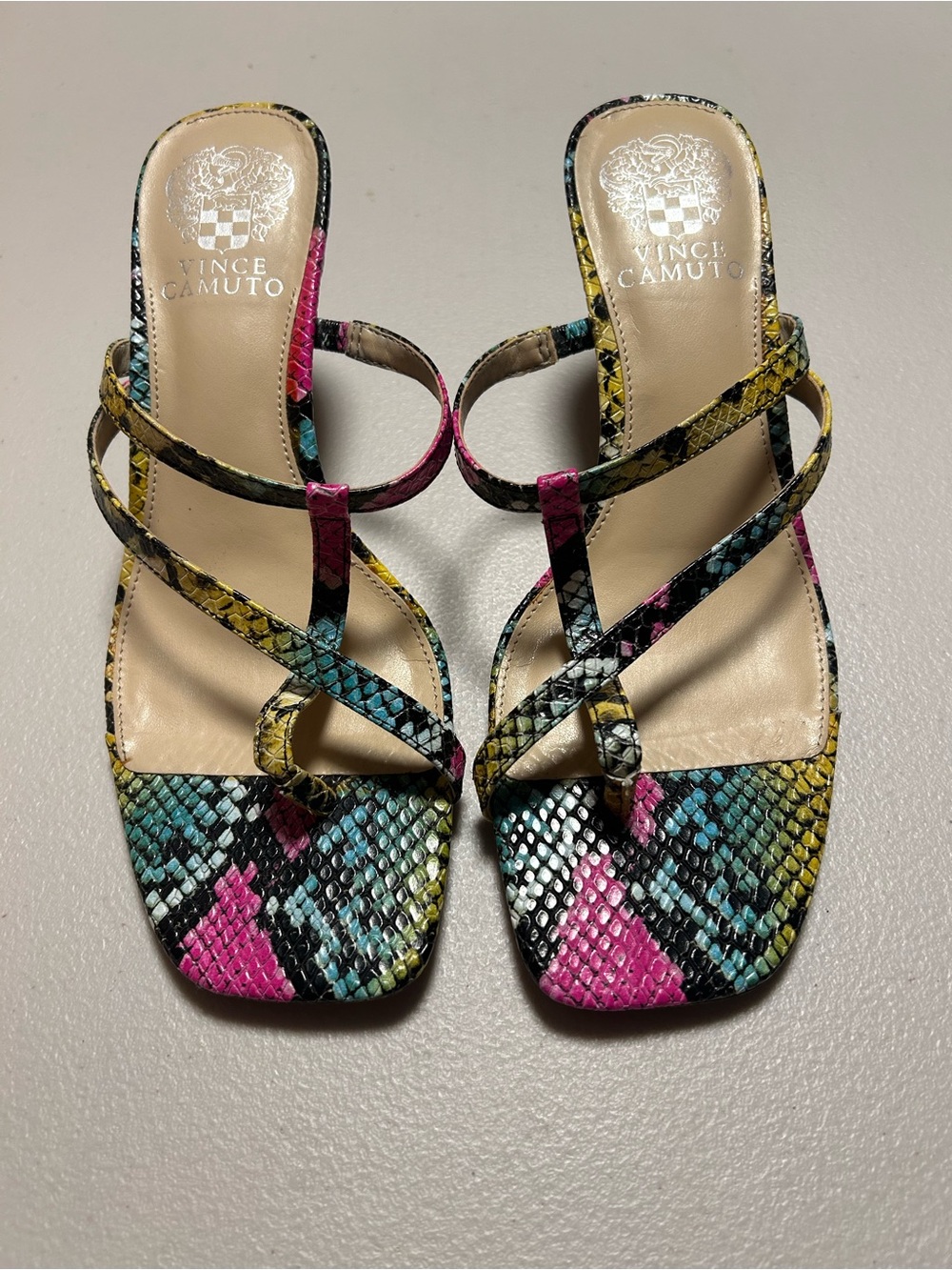 Vince Camuto Multicolor Snake-Print Strappy Sandals - NWOT - Size 7.5